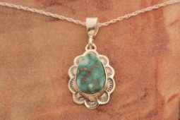 Genuine Kingman Water Web Turquoise Sterling Silver Pendant